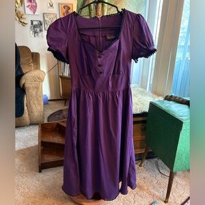 Voodoo Vixen Purple Midi Dress with Button Detail